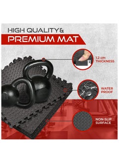 Anmi Exercise Mats Pack of 12 ，dimension 12 x 12- EVA Foam Mats with Interlocking Floor Tiles - Exercise underpads for home and fitness equipment(Black)  - Image 2