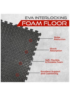 Anmi Exercise Mats Pack of 12 ，dimension 12 x 12- EVA Foam Mats with Interlocking Floor Tiles - Exercise underpads for home and fitness equipment(Black)  - Image 3