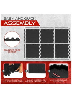 Anmi Exercise Mats Pack of 12 ，dimension 12 x 12- EVA Foam Mats with Interlocking Floor Tiles - Exercise underpads for home and fitness equipment(Black)  - Image 5