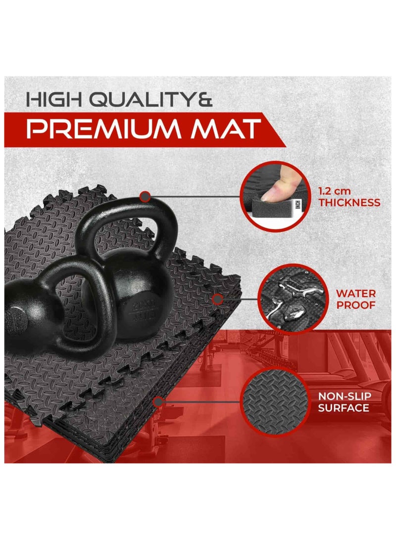 Anmi 12 Pcs 30x30x1.2 cm Puzzle Black Foam Floor Exercise Mat - Image 2