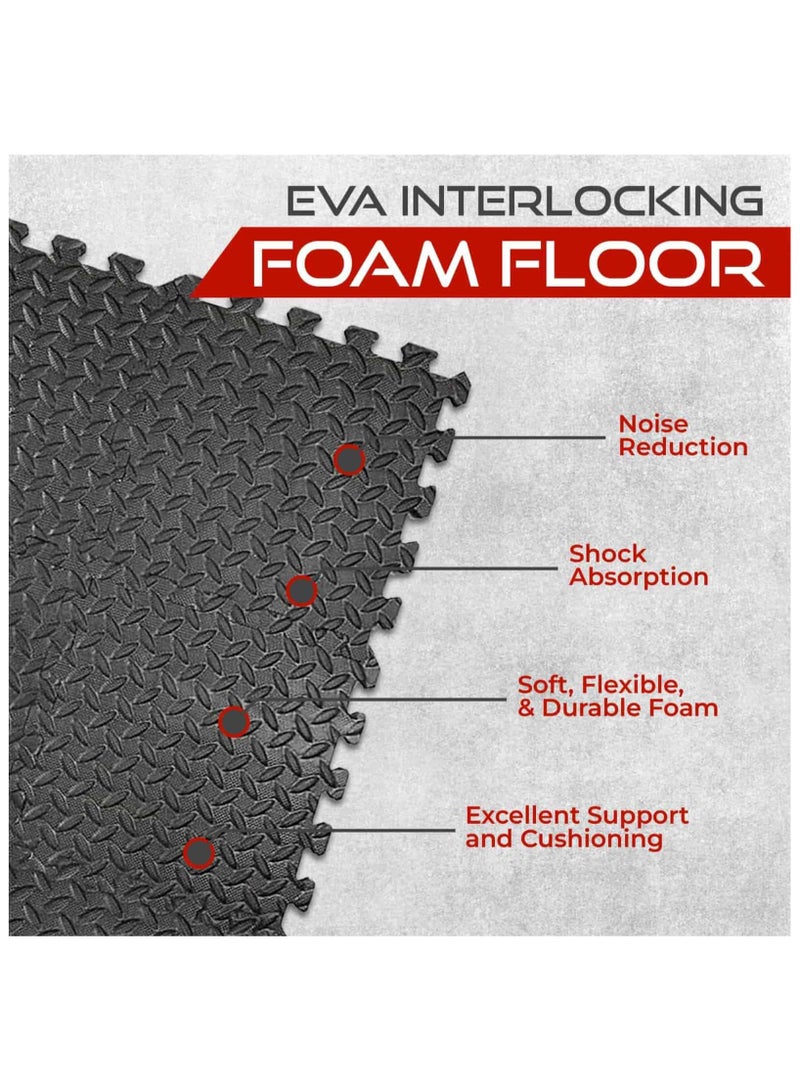 Anmi 12 Pcs 30x30x1.2 cm Puzzle Black Foam Floor Exercise Mat - Image 3