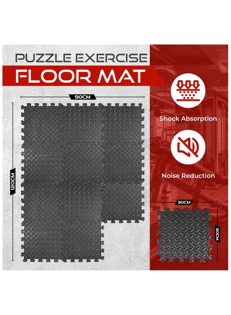 Anmi 12 Pcs 30x30x1.2 cm Puzzle Black Foam Floor Exercise Mat - Image 4
