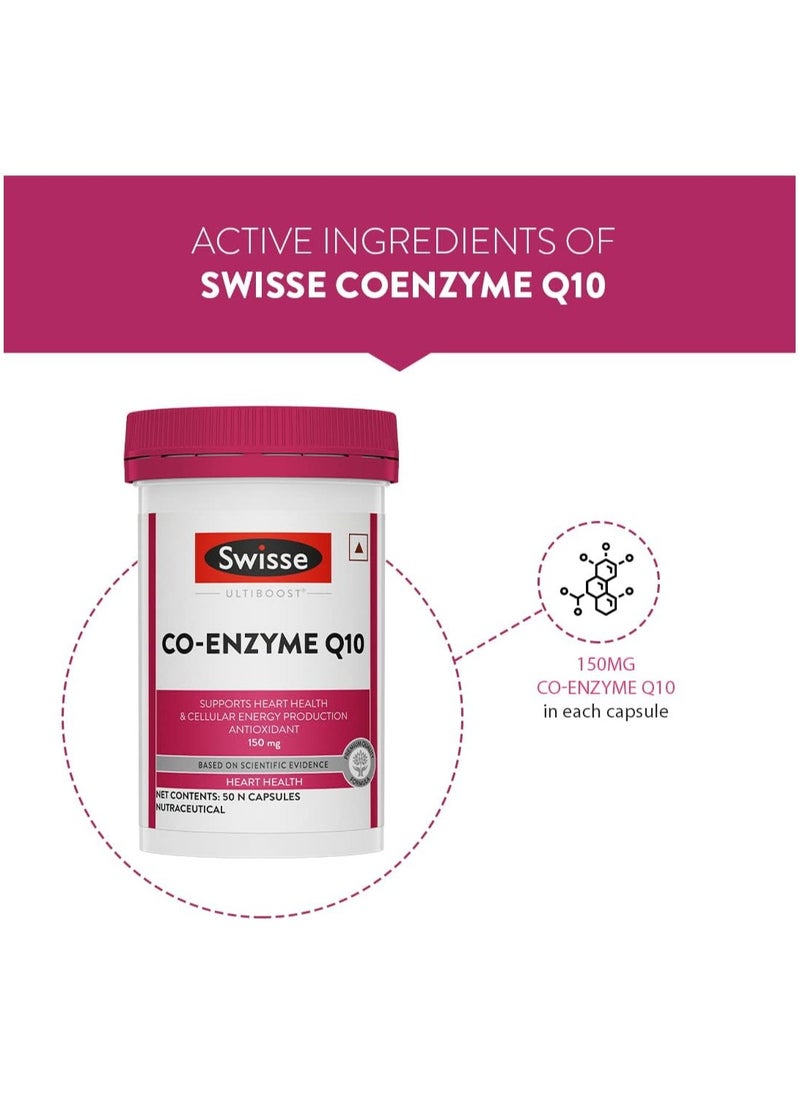 Swisse - Ultiboost Co-enzyme Q10, Supports Heart Health And Energy Production 150 Mg 50 Capsules - Image 1