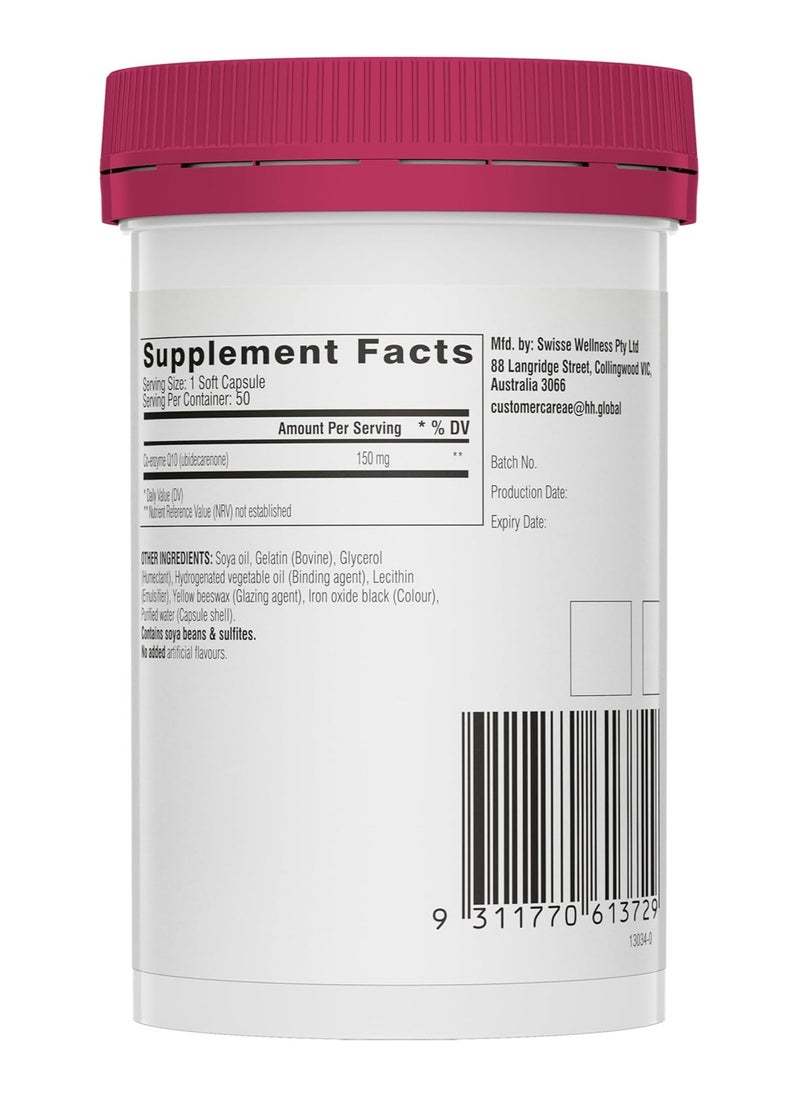 Swisse - Ultiboost Co-enzyme Q10, Supports Heart Health And Energy Production 150 Mg 50 Capsules - Image 1