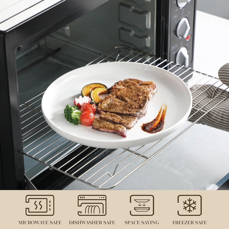 MALACASA Plates and Bowls Sets 24 Pieces Modern Porcelain Dinnerware Set for 6 Ceramic Dishware Dishes White Kitchen Dinner Dining Ware Set Microwave and Dishwasher Safe Series LUNA - Image 4