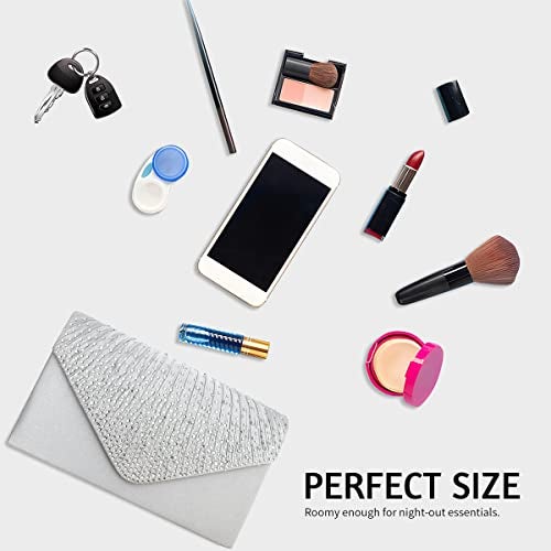 BBjinronjy Clutch Purses for Women Evening Bag Formal Rhinestone Handbags for Wedding Party Cocktail Prom Dinner (Silver-2) - Image 3