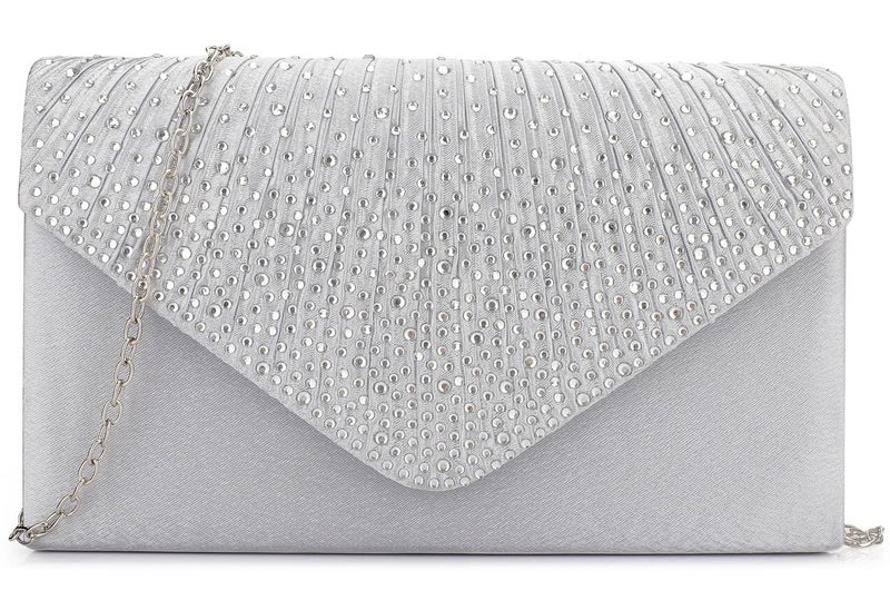 BBjinronjy Clutch Purses for Women Evening Bag Formal Rhinestone Handbags for Wedding Party Cocktail Prom Dinner (Silver-2) - Image 1