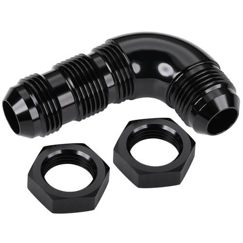 Podavelle 10AN Male Flare 90 Degree Bulkhead Full Flow Fitting Adapter with AN10 Nuts Aluminum Black - Image 3