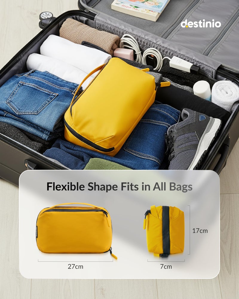 Destinio Electronic Gadget Organizer Bag - Waterproof Padded Tech Pouch for USB Cable, Travel Adapter, Laptop Mobile Charger, Power Bank, Ear Phones,Hard Disk, Digital Accessories Organiser (Yellow) - Image 4