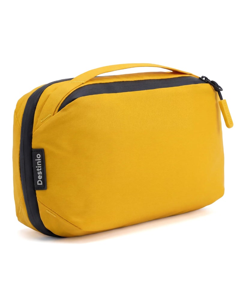 Destinio Electronic Gadget Organizer Bag - Waterproof Padded Tech Pouch for USB Cable, Travel Adapter, Laptop Mobile Charger, Power Bank, Ear Phones,Hard Disk, Digital Accessories Organiser (Yellow) - Image 1