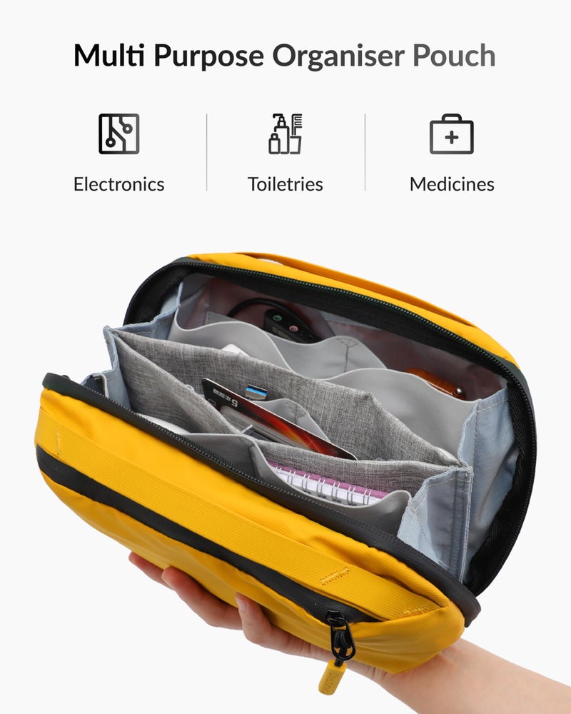 Destinio Electronic Gadget Organizer Bag - Waterproof Padded Tech Pouch for USB Cable, Travel Adapter, Laptop Mobile Charger, Power Bank, Ear Phones,Hard Disk, Digital Accessories Organiser (Yellow) - Image 5
