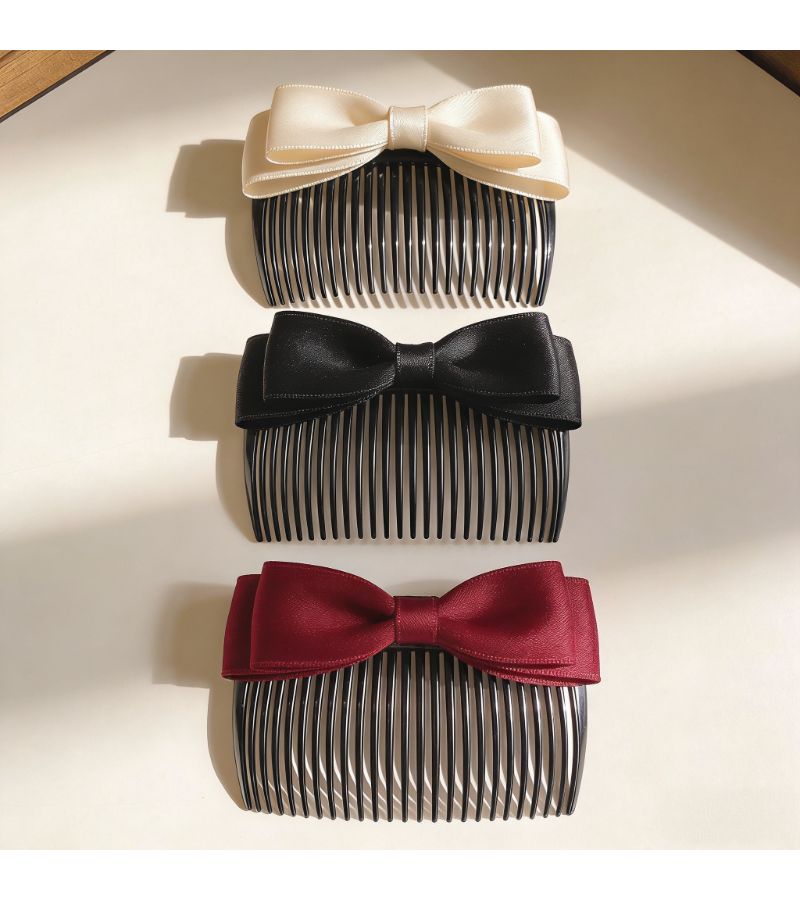 2 Pack Black Bow Knot Hair Clips For Women Unisex Adult Normal Relaxed Hair - Image 1