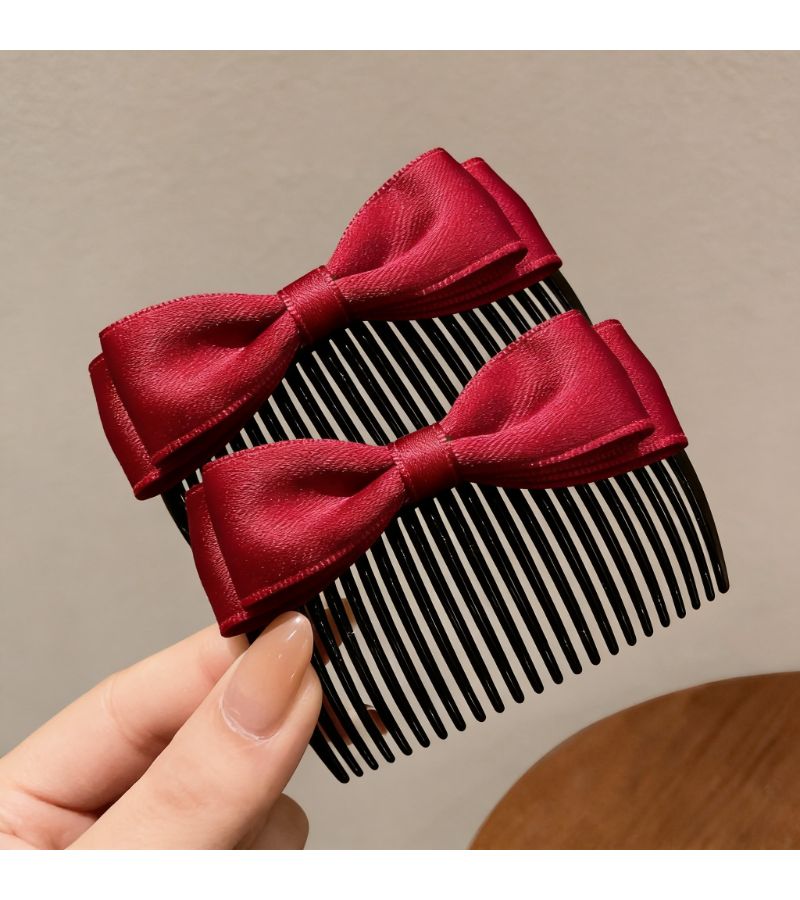 2 Pack Black Bow Knot Hair Clips For Women Unisex Adult Normal Relaxed Hair - Image 3