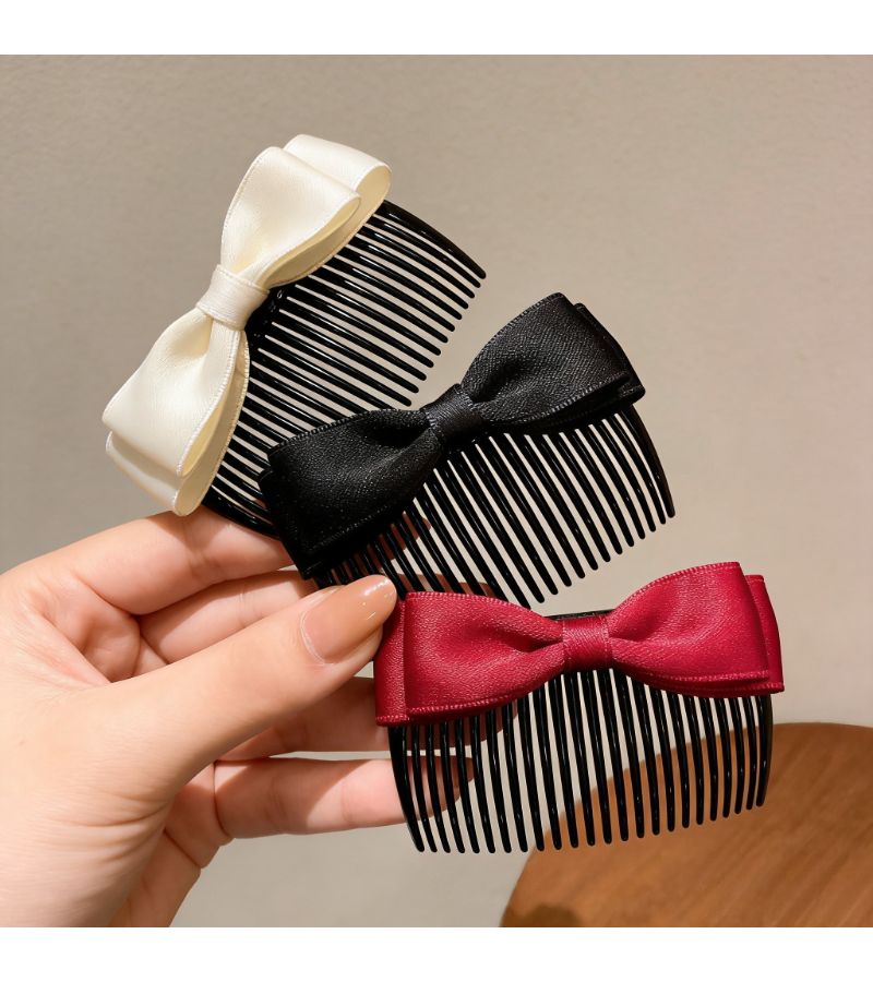 2 Pack Black Bow Knot Hair Clips For Women Unisex Adult Normal Relaxed Hair - Image 2