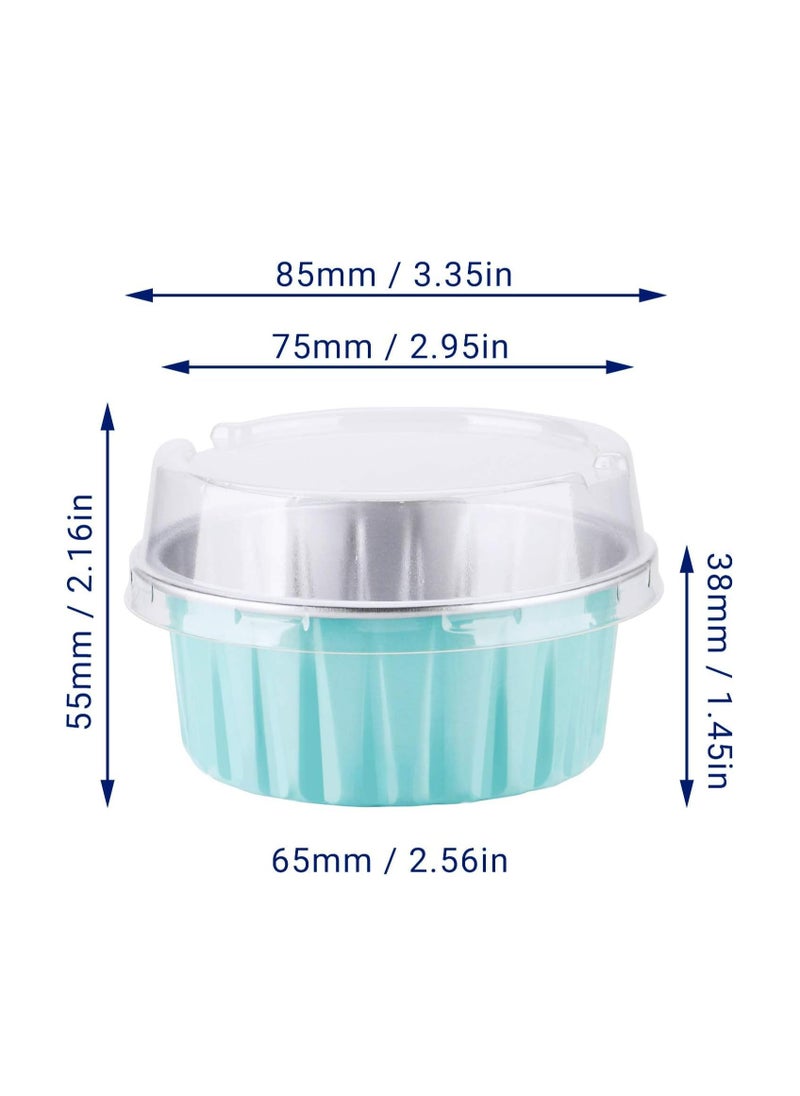 Oasisgalore 50pcs 5oz Mini Aluminum Pans with Lids Foil Cups Dessert Cups for Cheesecakes and More(Light Blue)  - Image 5