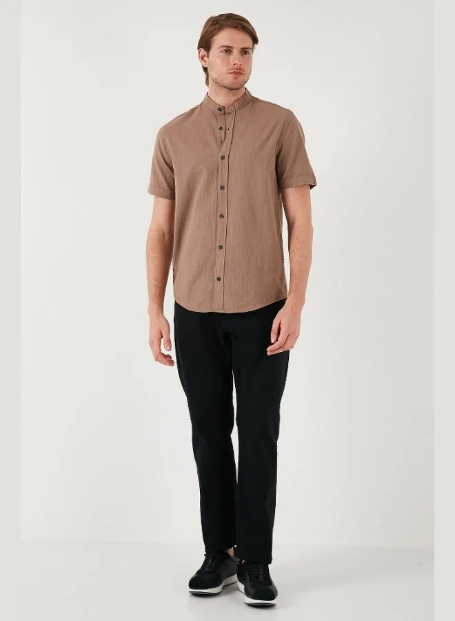 Buratti  Buratti Cotton Linen Look Stand Collar Short Sleeve Shirt Men's SHIRT CF21S113899 for Men | Best Price UAE