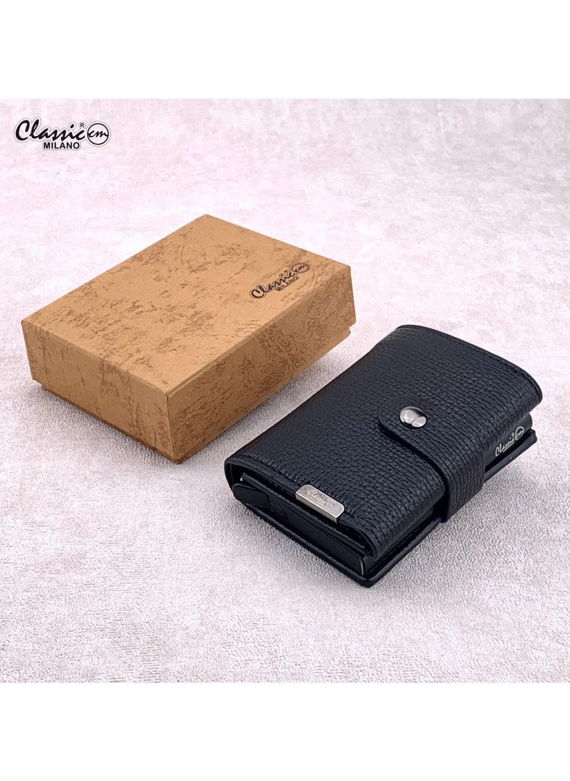 Classic Milano Classic Milano Faux Leather RFID Blocking Pop Up Wallet for Men and Women - Automatic Card Holder Wallet with Pop-up Design - Secure, Compact Credit Card Holder for Men - Stylish Wallet for Men & Women’s RFID Card Wallet  - Image 1