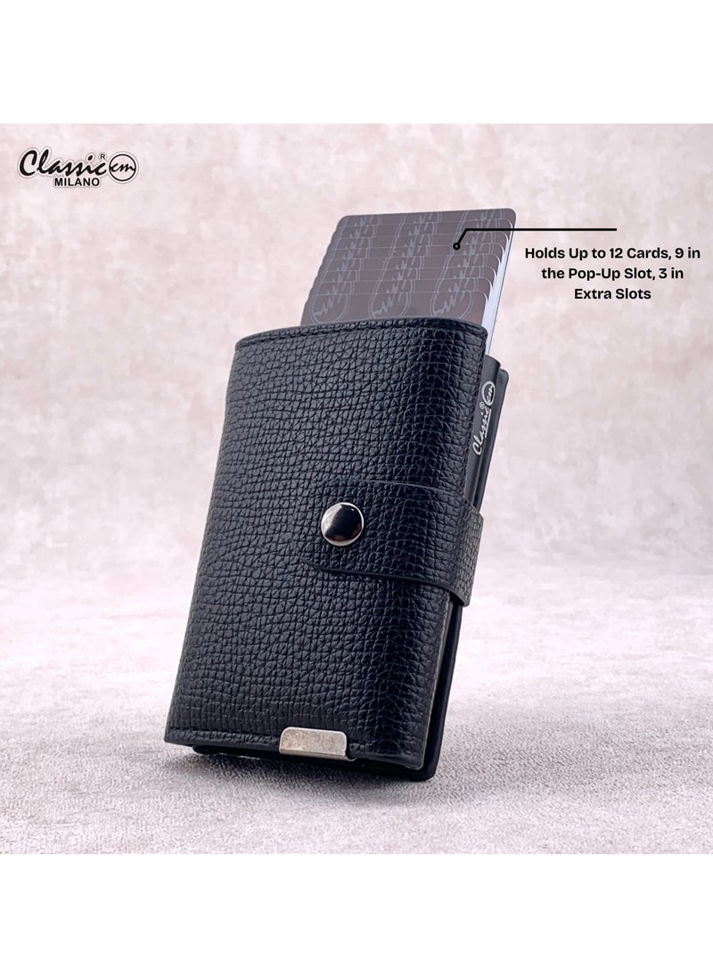 Classic Milano Classic Milano Faux Leather RFID Blocking Pop Up Wallet for Men and Women - Automatic Card Holder Wallet with Pop-up Design - Secure, Compact Credit Card Holder for Men - Stylish Wallet for Men & Women’s RFID Card Wallet  - Image 2