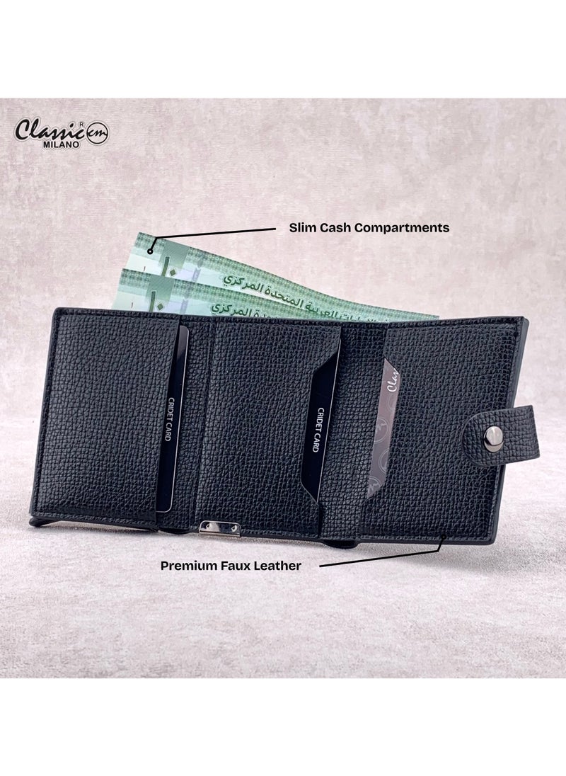 Classic Milano Classic Milano Faux Leather RFID Blocking Pop Up Wallet for Men and Women - Automatic Card Holder Wallet with Pop-up Design - Secure, Compact Credit Card Holder for Men - Stylish Wallet for Men & Women’s RFID Card Wallet  - Image 3