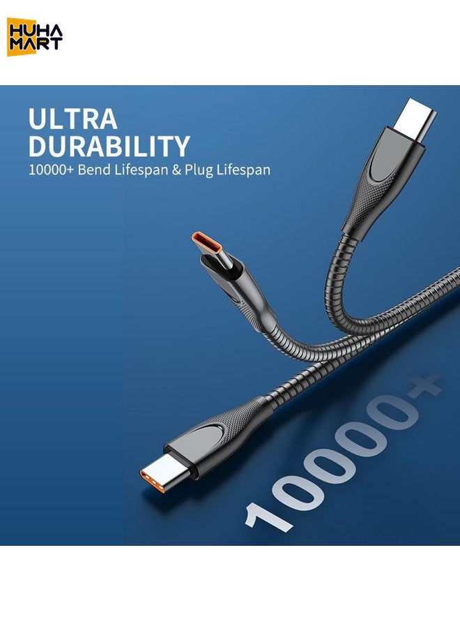 HuHa Mart ENKAY ENK-CB132 USB to USB-C / Type-C Carbon Steel Hose Spring 6A Supper Fast Charging Data Cable, Length:1m(Black)  - Image 5