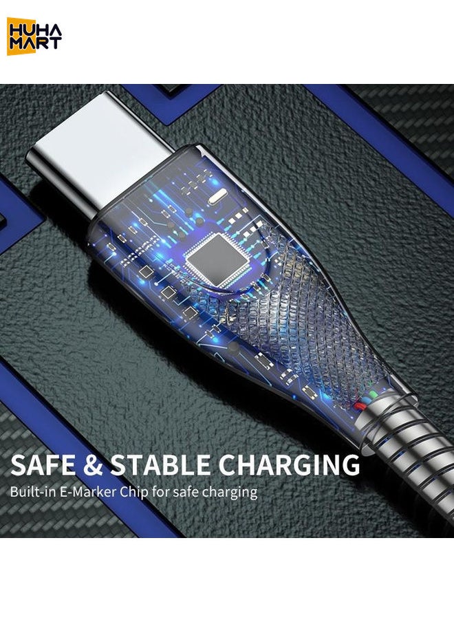 HuHa Mart ENKAY ENK-CB132 USB to USB-C / Type-C Carbon Steel Hose Spring 6A Supper Fast Charging Data Cable, Length:1m(Black)  - Image 4