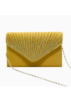 Rhinestone Envelope Clutch Purse Crossbody Evening Bag - Gold