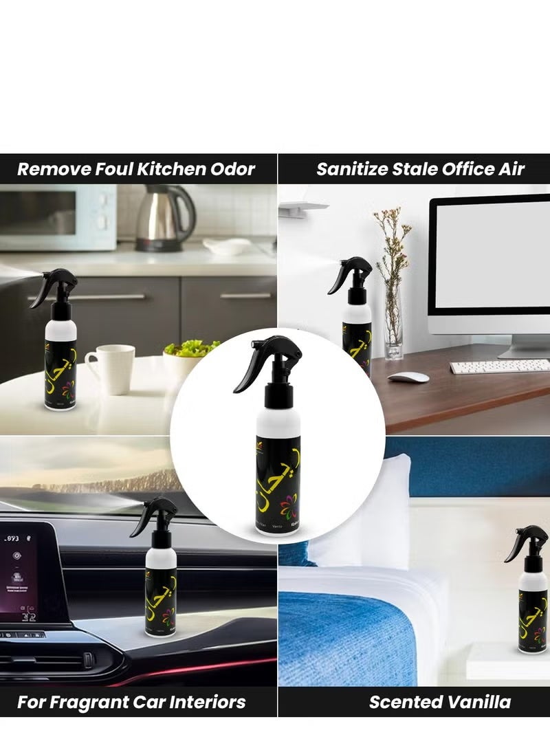 3 اكس ار بخاخ معطر جو برائحة الفانيليا من 3XR Raihan، 150 مل، غير رذاذ، أساسه زيت عطري، رائحة تدوم طويلاً، آمن للأطفال والحيوانات الأليفة، مزيل للروائح للاستخدام في السيارة والمنزل والحمام والمكتب - Image 3