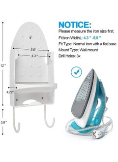 Arabest Iron Wall Mount Ironing Board Hanger, Iron Rack Wall Mounted Ironing Board Storage Organizer for Holding Iron and Ironing Board, Iron Wall Mount with Attached Ironing Board Hooks (White)  - Image 4