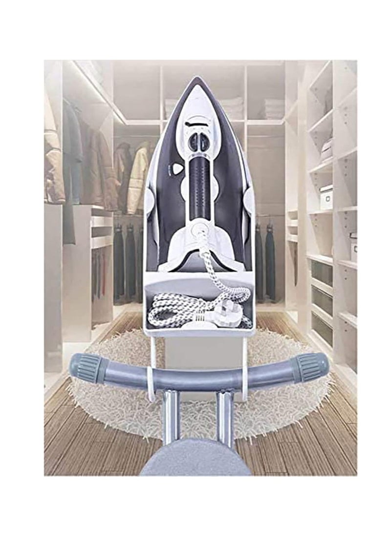 Arabest - Iron Wall Mount Ironing Board Hanger, Iron Rack Wall Mounted Ironing Board Storage Organizer for Holding Iron and Ironing Board, Iron Wall Mount with Attached Ironing Board Hooks (White) - Image 1
