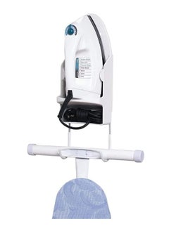 Arabest Iron Wall Mount Ironing Board Hanger, Iron Rack Wall Mounted Ironing Board Storage Organizer for Holding Iron and Ironing Board, Iron Wall Mount with Attached Ironing Board Hooks (White)  - Image 3