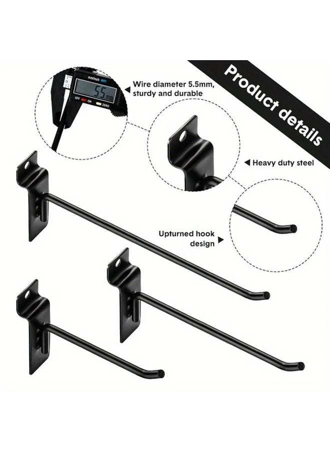 24 قطعة من خطاطيف سلاتوول سوداء ثقيلة المقاس 4 و6 و8 بوصة لتنظيم المرآب والورشة والمنزل - Image 4