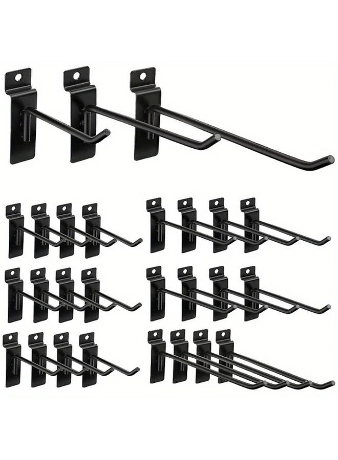 24 قطعة من خطاطيف سلاتوول سوداء ثقيلة المقاس 4 و6 و8 بوصة لتنظيم المرآب والورشة والمنزل - Image 1