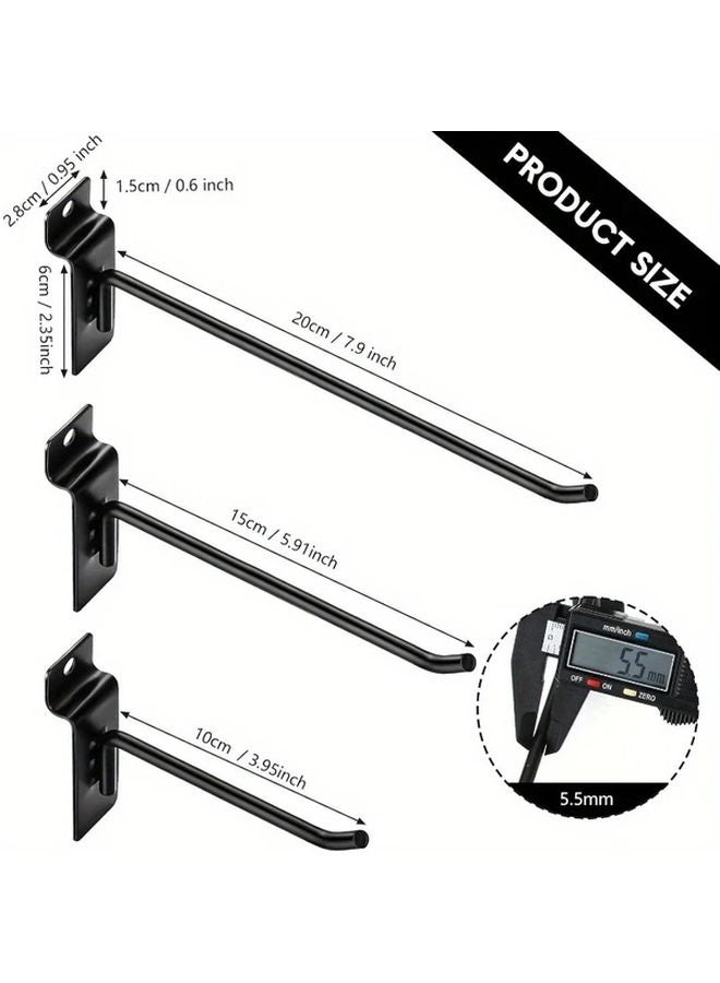 24 قطعة من خطاطيف سلاتوول سوداء ثقيلة المقاس 4 و6 و8 بوصة لتنظيم المرآب والورشة والمنزل - Image 3