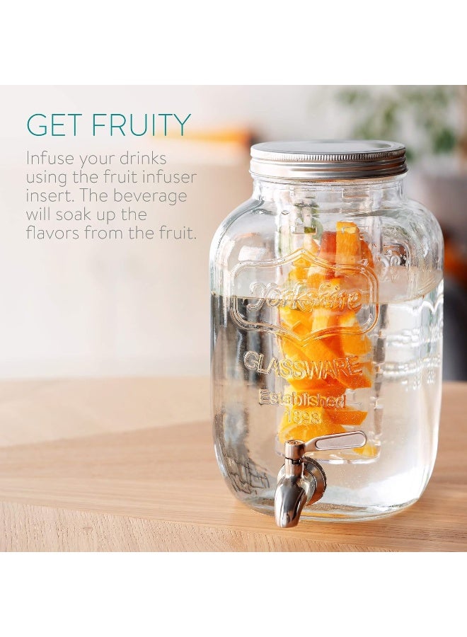 Navaris Navaris Glass Drinks Dispenser 4 Litres with Tap and Lid Stainless Steel Water Dispenser Glass Container for Cold Drinks  - Image 2