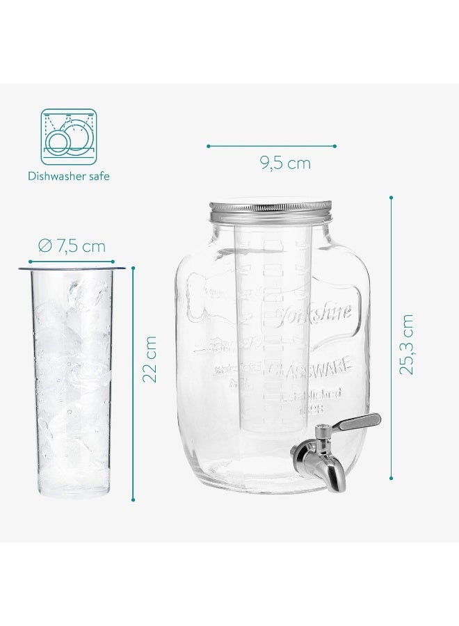 Navaris Navaris Glass Drinks Dispenser 4 Litres with Tap and Lid Stainless Steel Water Dispenser Glass Container for Cold Drinks  - Image 5