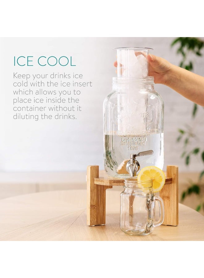 Navaris Navaris Glass Drinks Dispenser 4 Litres with Tap and Lid Stainless Steel Water Dispenser Glass Container for Cold Drinks  - Image 3
