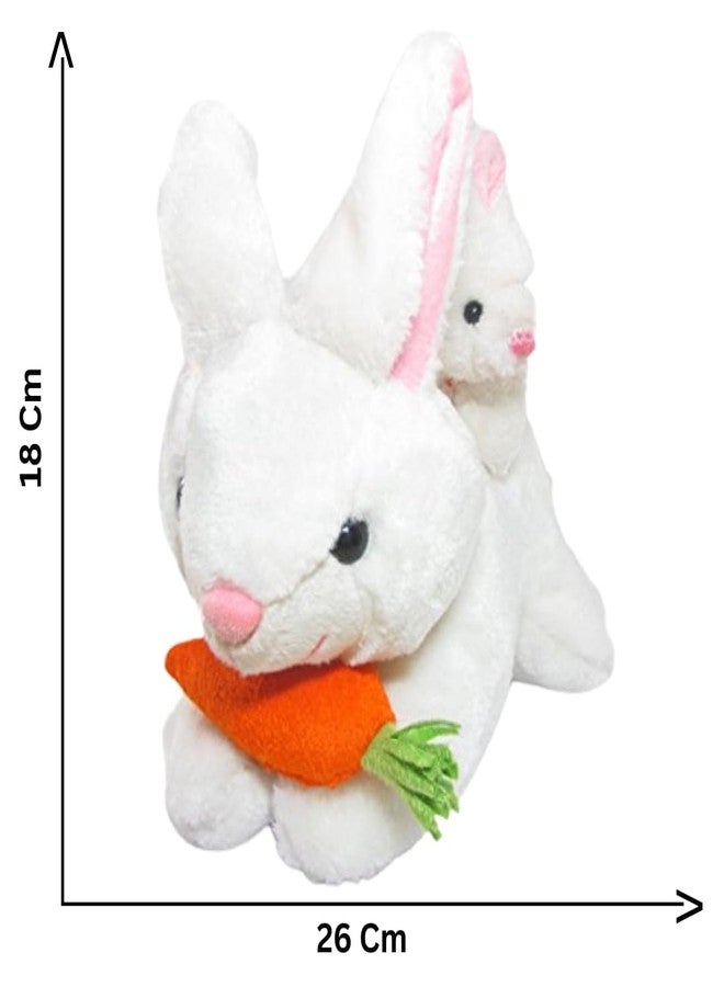 Tickles Mother Baby Rabbit with Carrot Soft Stuffed Plush Animal Toy for Kids Birthday Gift (Size: 26 cm; Color: White) - Image 2