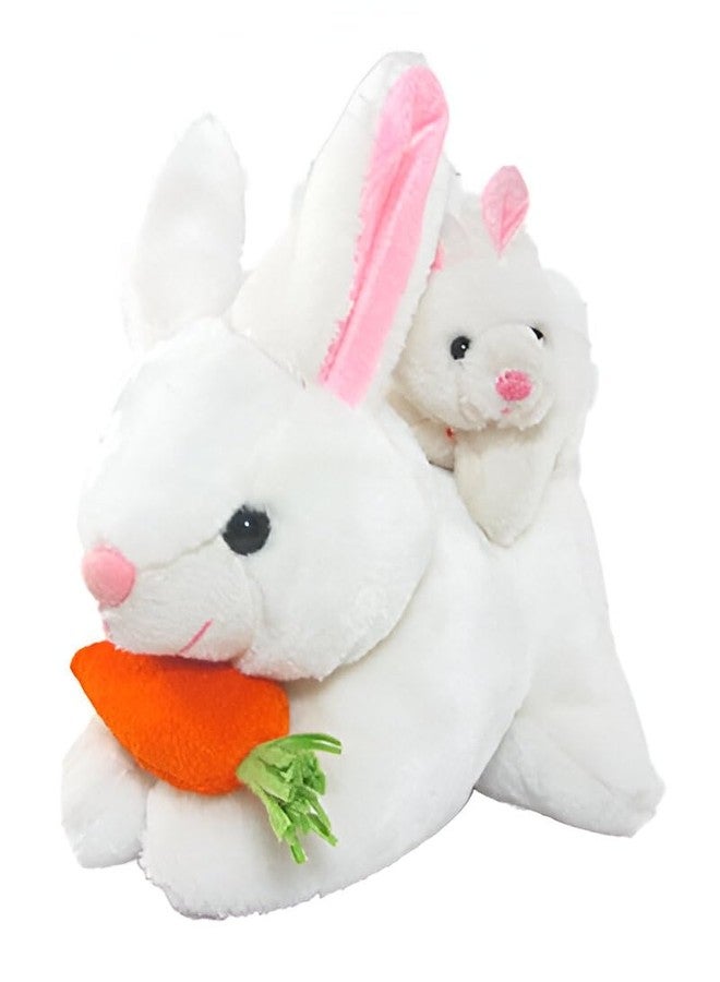 Tickles Mother Baby Rabbit with Carrot Soft Stuffed Plush Animal Toy for Kids Birthday Gift (Size: 26 cm; Color: White) - Image 3