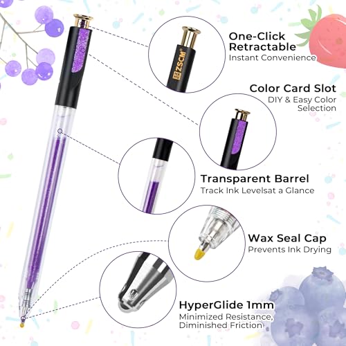 ZSCM Retractable Gel Pen For Adult Coloring, 100 Colors Large Capacity Multicolor Gel Ink Pens, 1 mm Fine Point Smooth Writing Color Pen for Adult Coloring Book Note Taking Aesthetic Art Supplies - Image 2