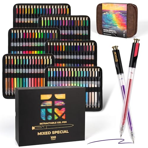 ZSCM Retractable Gel Pen For Adult Coloring, 100 Colors Large Capacity Multicolor Gel Ink Pens, 1 mm Fine Point Smooth Writing Color Pen for Adult Coloring Book Note Taking Aesthetic Art Supplies - Image 1