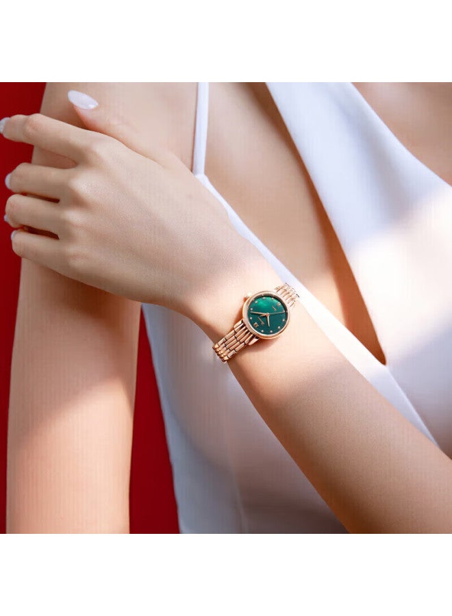 Rossini Women's Quartz Watch With Green Dial, Stainless Steel Band, Birthday Gift For Girlfriend, Elegant Mother Of Pearl Green Watch - Image 4