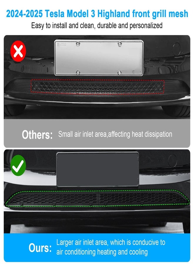 KUNIST Grille Mesh Inserts for New Tesla Model 3 Highland Front Air Inlet Vent Grille Cover Replacement for Tesla Model 3 2024 Accessories (Detachable Version) - Image 4