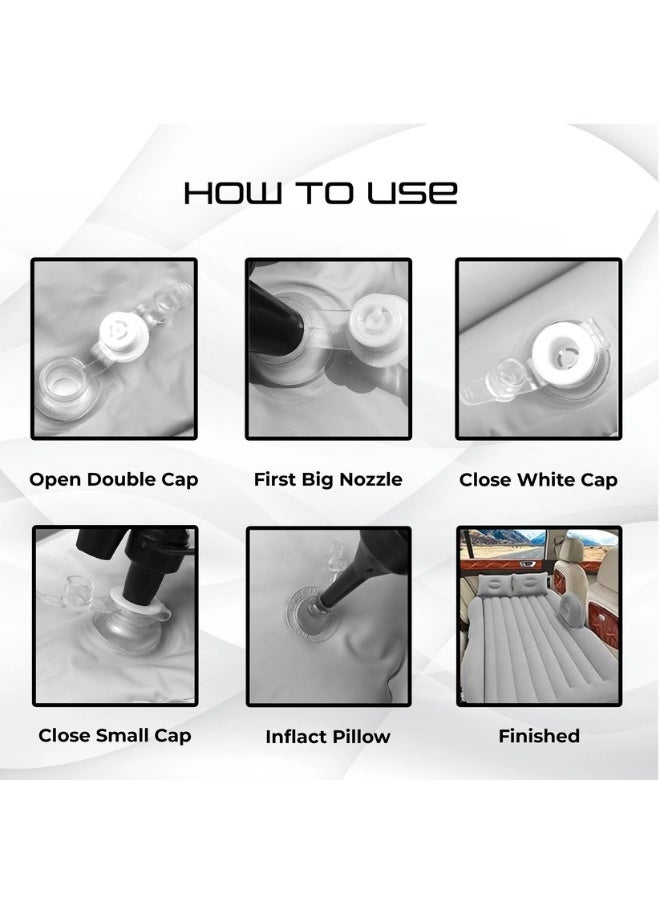 Macon Car Inflatable Bed, Portable Car Air Mattress for Back Seat, Travel and Camping Use | Lightweight Foldable Car Bed with Air Pump, 2 Air Pillows, and Repair Kit | Durable PVC Flocking Car Mattress for SUV, Sedan, and Family Cars | Comfortable Sleeping Bed for Long Road Trips, Outdoor Adventures, Rest, and Relaxation | Easy to Inflate and Store | Ideal Travel Accessory for Couples, Kids, and Travelers - Image 2