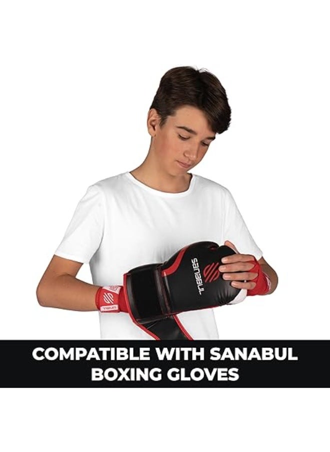 Sanabul  Elastic 120 Inch Boxing Hand Wraps | Kickboxing Handwraps For Boxing Gloves For Men, Women, And Kids | Muay Thai Mma Hand Wraps | Red  - Image 4