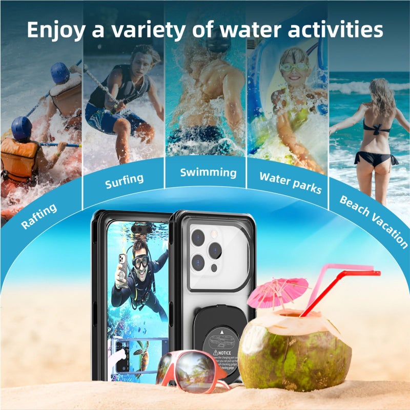 Smart Self Checking IPX8 Touchscreen Phone Case Dark Blue Suitable For Iphone 16 Pro Max 15 14 Samsung S24 And Other Phones Up To 6 9 Inches 360 Degree Protection For Snorkeling And Water Activities - Image 3
