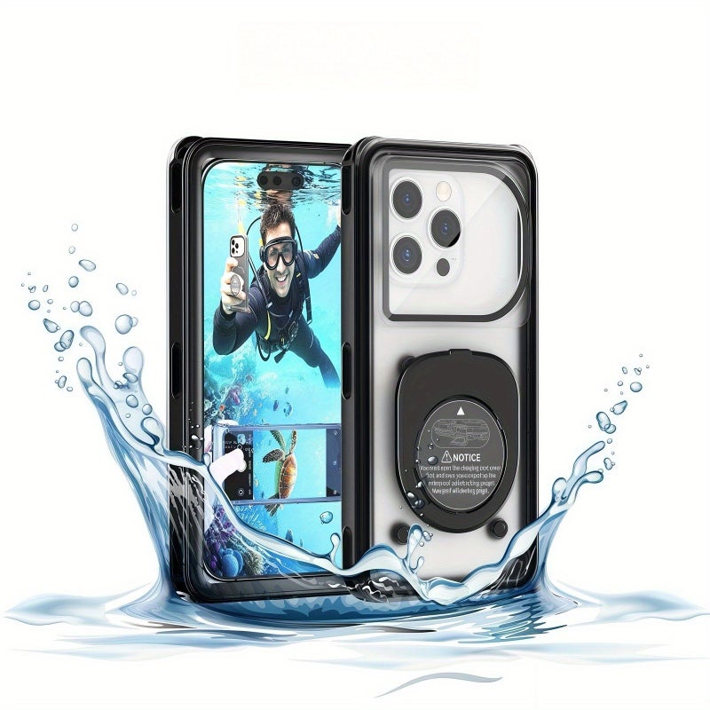 Smart Self Checking IPX8 Touchscreen Phone Case Dark Blue Suitable For Iphone 16 Pro Max 15 14 Samsung S24 And Other Phones Up To 6 9 Inches 360 Degree Protection For Snorkeling And Water Activities - Image 1