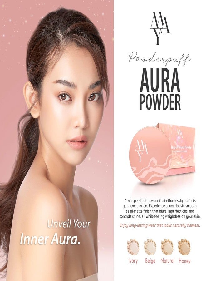 may PMAY Powderpuff Aura Compact Powder | Soft Finish Foundation Bio Mix Matrix Layer | Pearl Radiance Squalane Infused Smooth Texture | Honey 12g#1 Product of Thailand - Image 3
