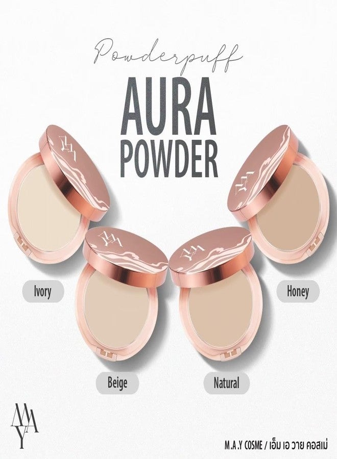 may PMAY Powderpuff Aura Compact Powder | Soft Finish Foundation Bio Mix Matrix Layer | Pearl Radiance Squalane Infused Smooth Texture | Honey 12g#1 Product of Thailand - Image 5