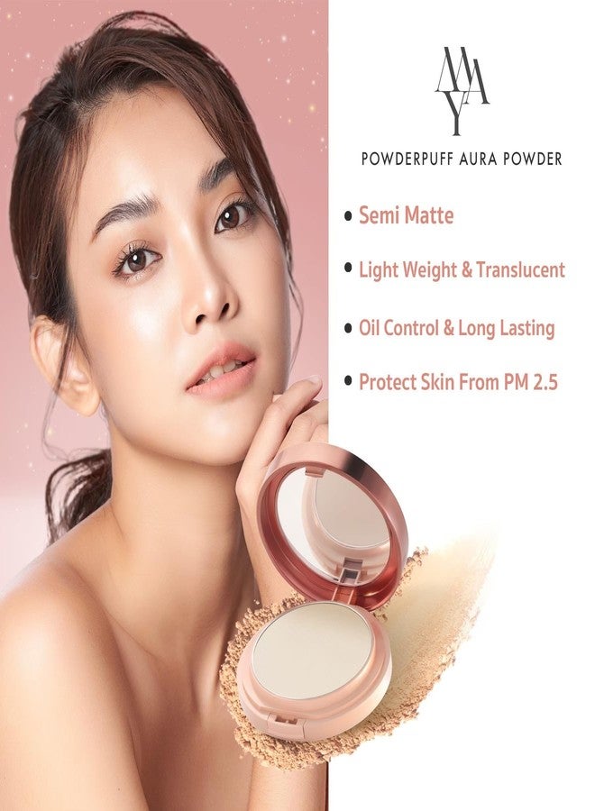 may PMAY Powderpuff Aura Compact Powder | Soft Finish Foundation Bio Mix Matrix Layer | Pearl Radiance Squalane Infused Smooth Texture | Honey 12g#1 Product of Thailand - Image 4