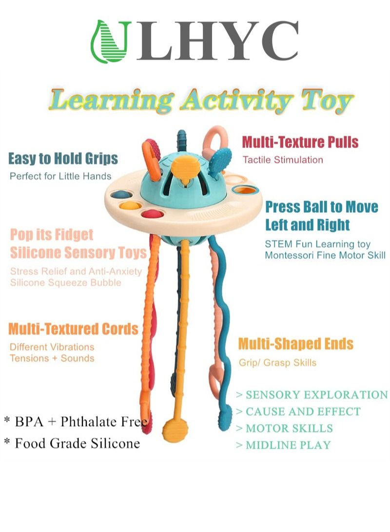 ULHYC Baby Montessori Silicone Toy ,Travel Pull String Activity Toy,Sensory Toys ,Fine Motor Skills Developmental ToysBoys Girls Infant Toys - Image 3